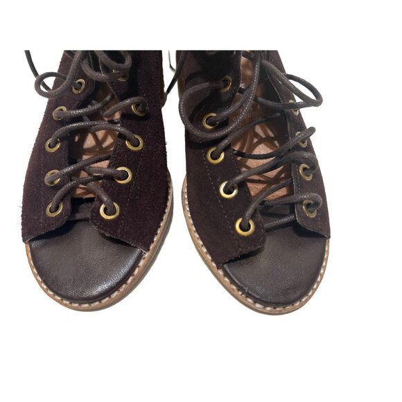 Jeffrey Campbell Lace Up Booties Womens 7.5 Brown Suede Witchy Boho Block Heel - Picture 14 of 16